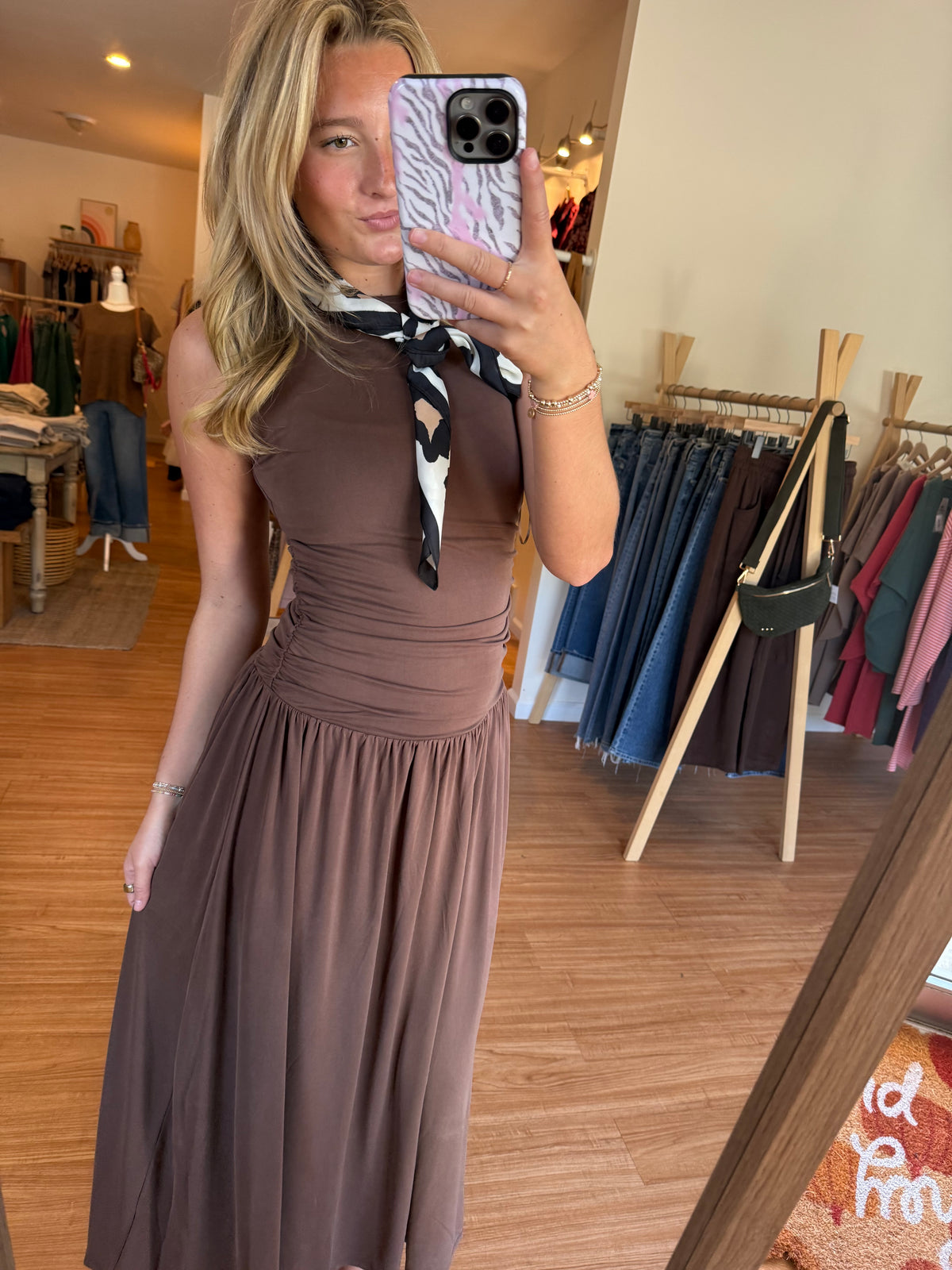 Mocha Muse Gathered Maxi Dress