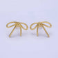 14K Gold Filled Minimalist Tied Ribbon Bow Stud Earrings : Gold