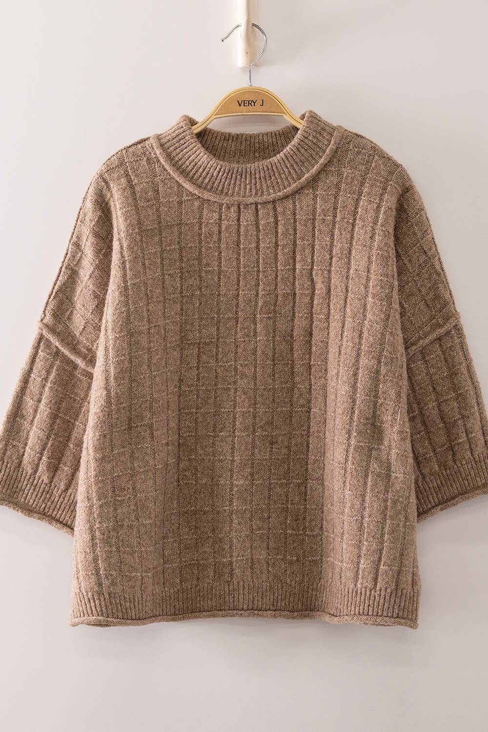 Mocha Memories Cropped Ribbed Knit Sweater