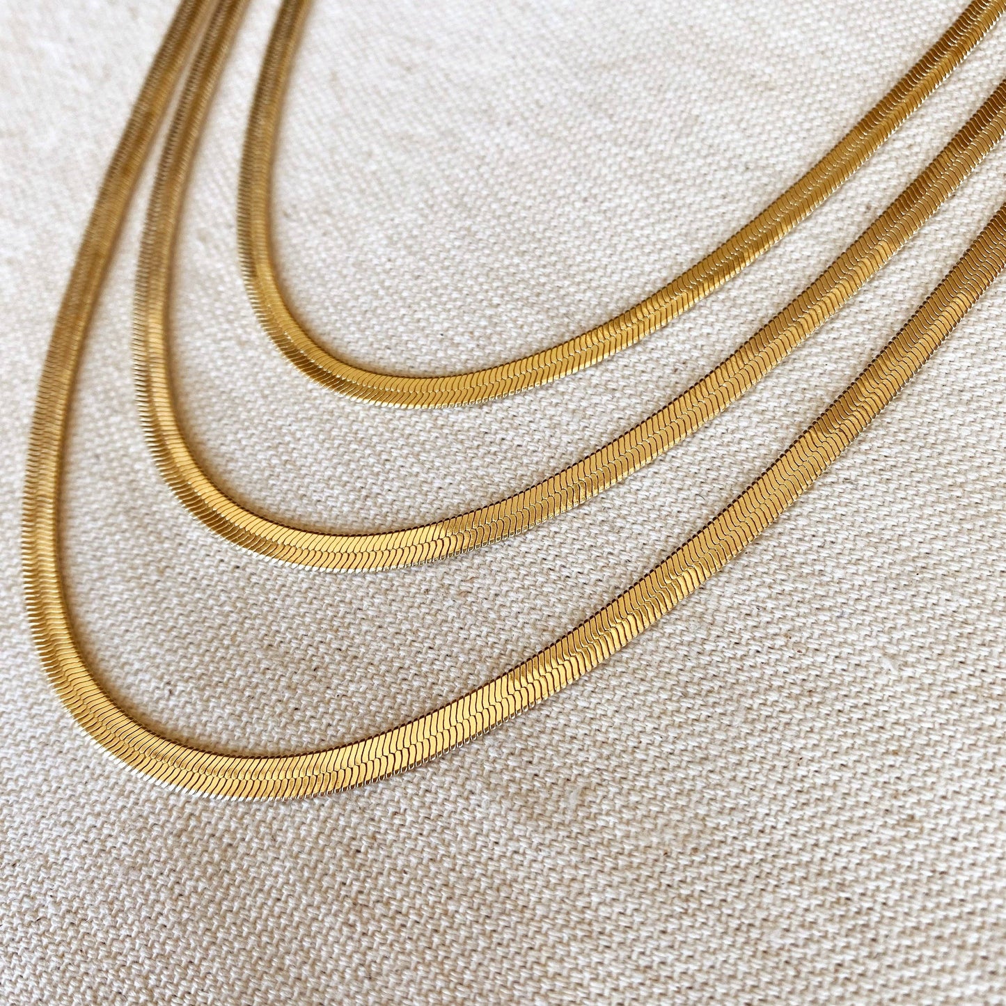18k Gold Filled 4.0mm Thickness Herringbone Chain Necklace : 18 inches