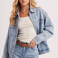 DENIM BUTTON DOWN OVERSIZED JACKET: LT.WASH / S