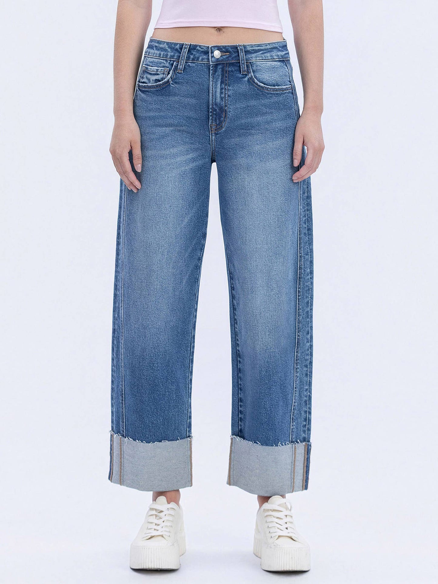 High Rise Barrel Leg Jeans