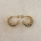 18k Gold Filled Triple Line Beaded C Hoop Earrings