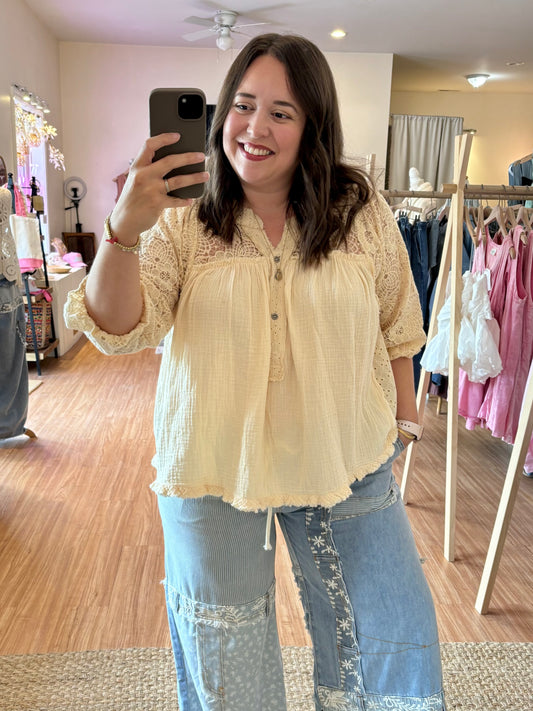 Cream & Lace Top