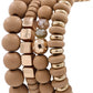 Taupe Wood Bead Bracelet Set
