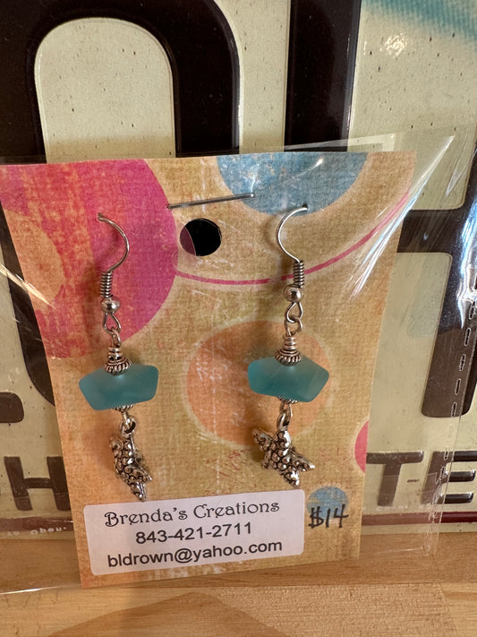 Brenda’s Star Fish Sea Glass Earrings (turquoise)