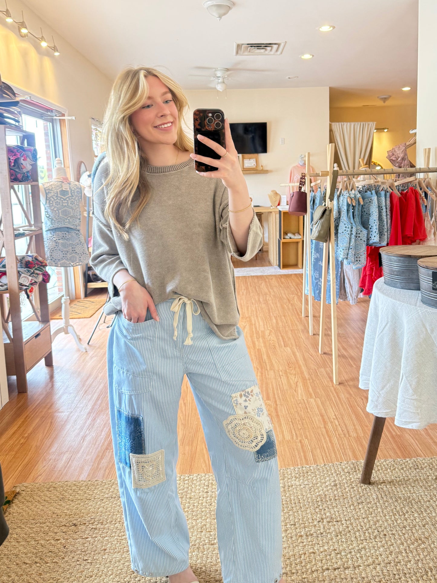 Talk About it Pants in Denim Stripes