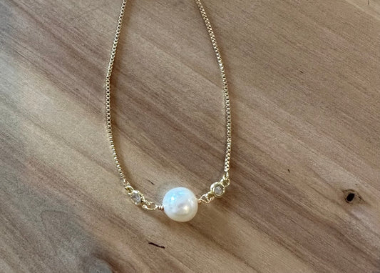 White pearl with gold slider bracelet salon spa boutique