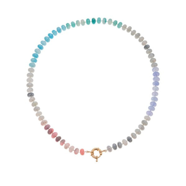 Natural Stone Semi-precious Glass Mixed Necklace- sweet tart