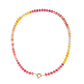 Natural Stone Semi-precious Glass Mixed Necklace- pink lemonade