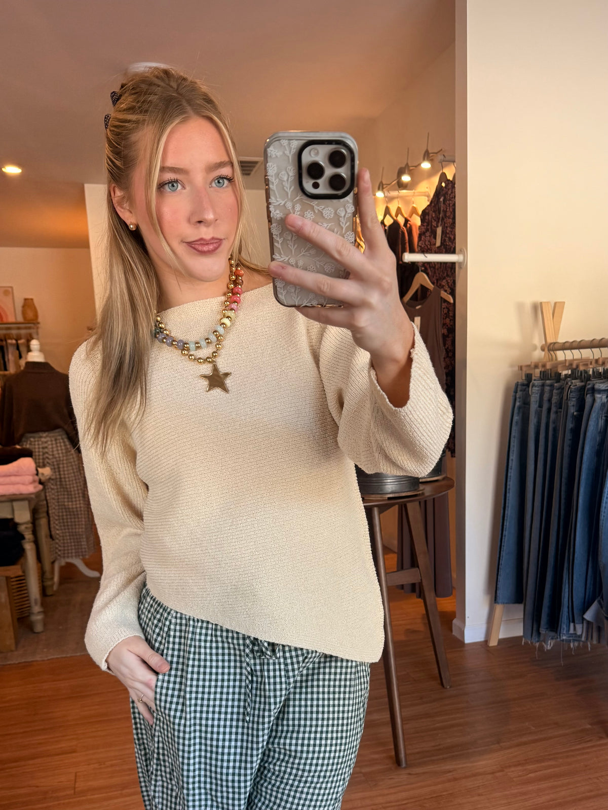 Ecru On the Edge Knit Top