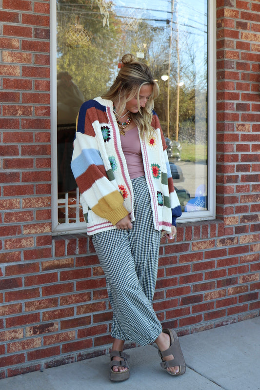 Check Please Gingham Barrel Pants