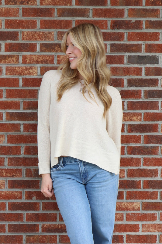 Breezy Boatneck Sweater in Cream