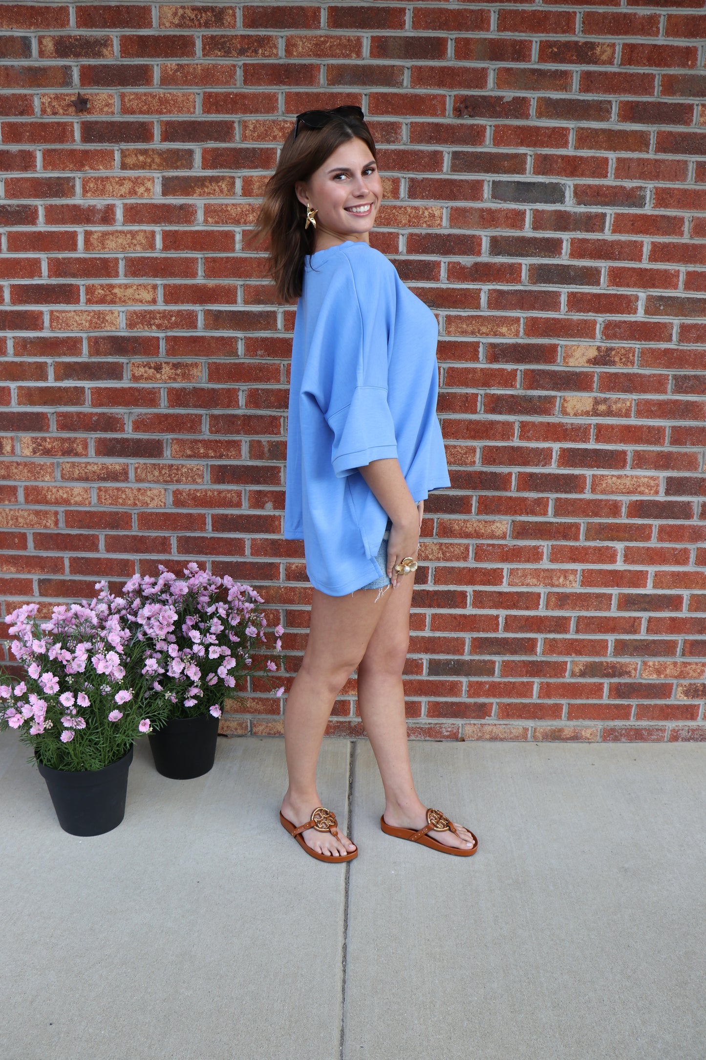 Scuba Top in Cornflower Blue
