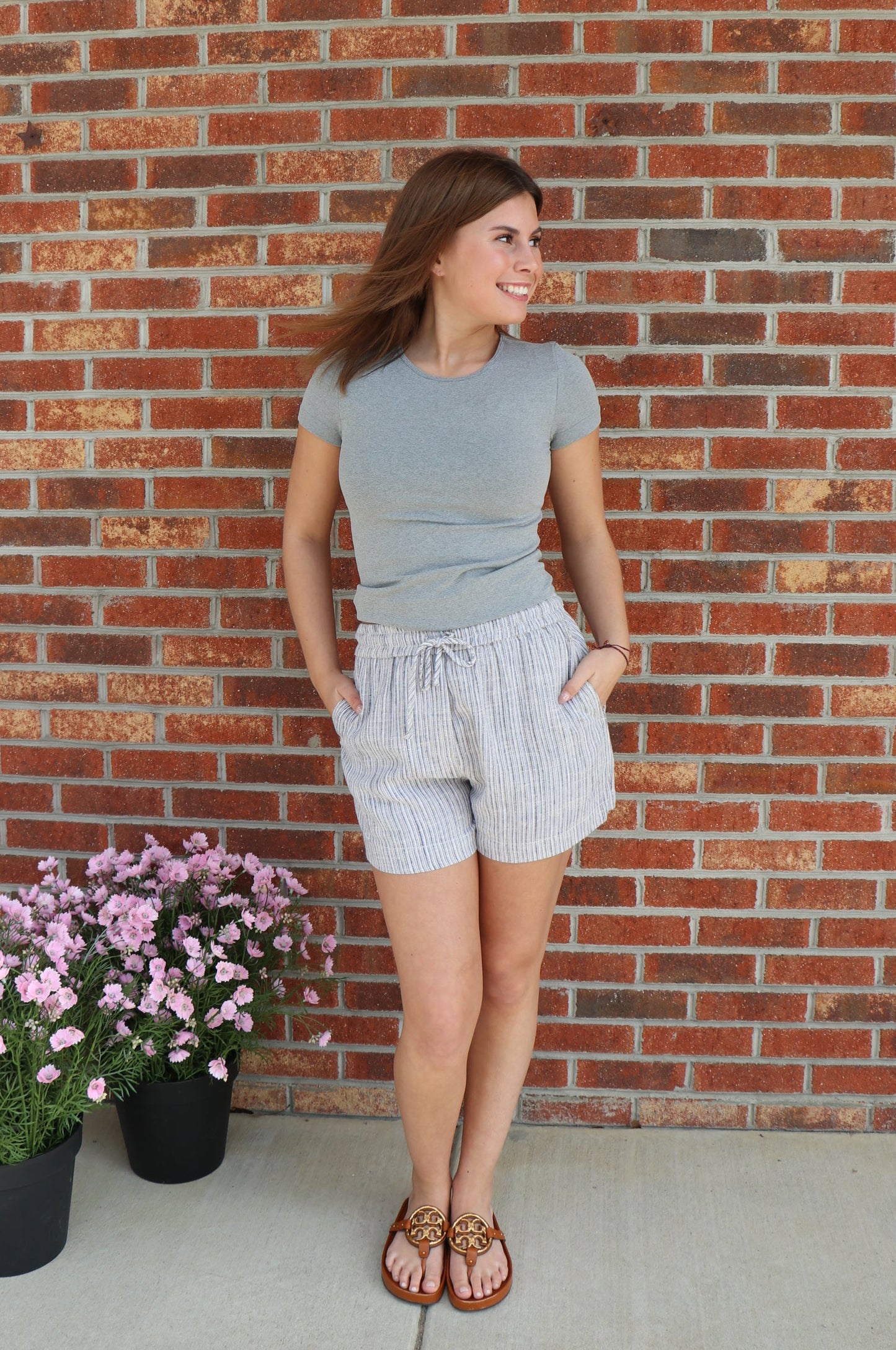 Linen Blend Shorts- Slate