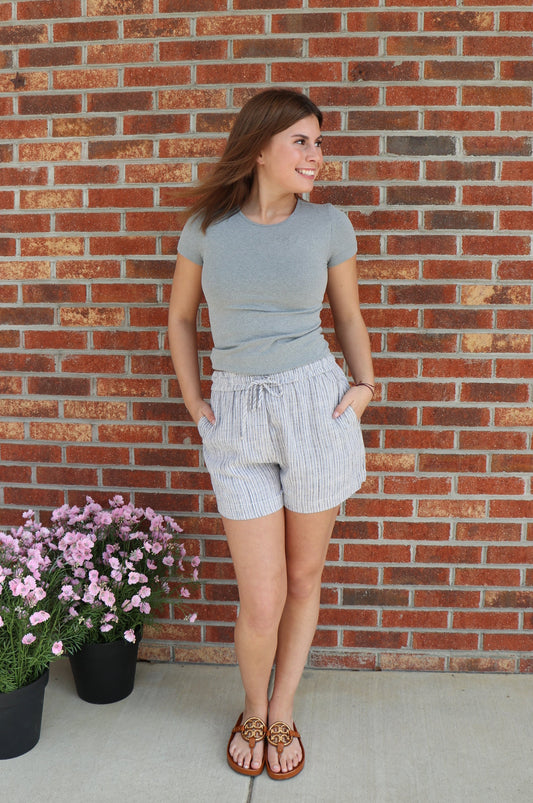 Linen Blend Shorts- Slate