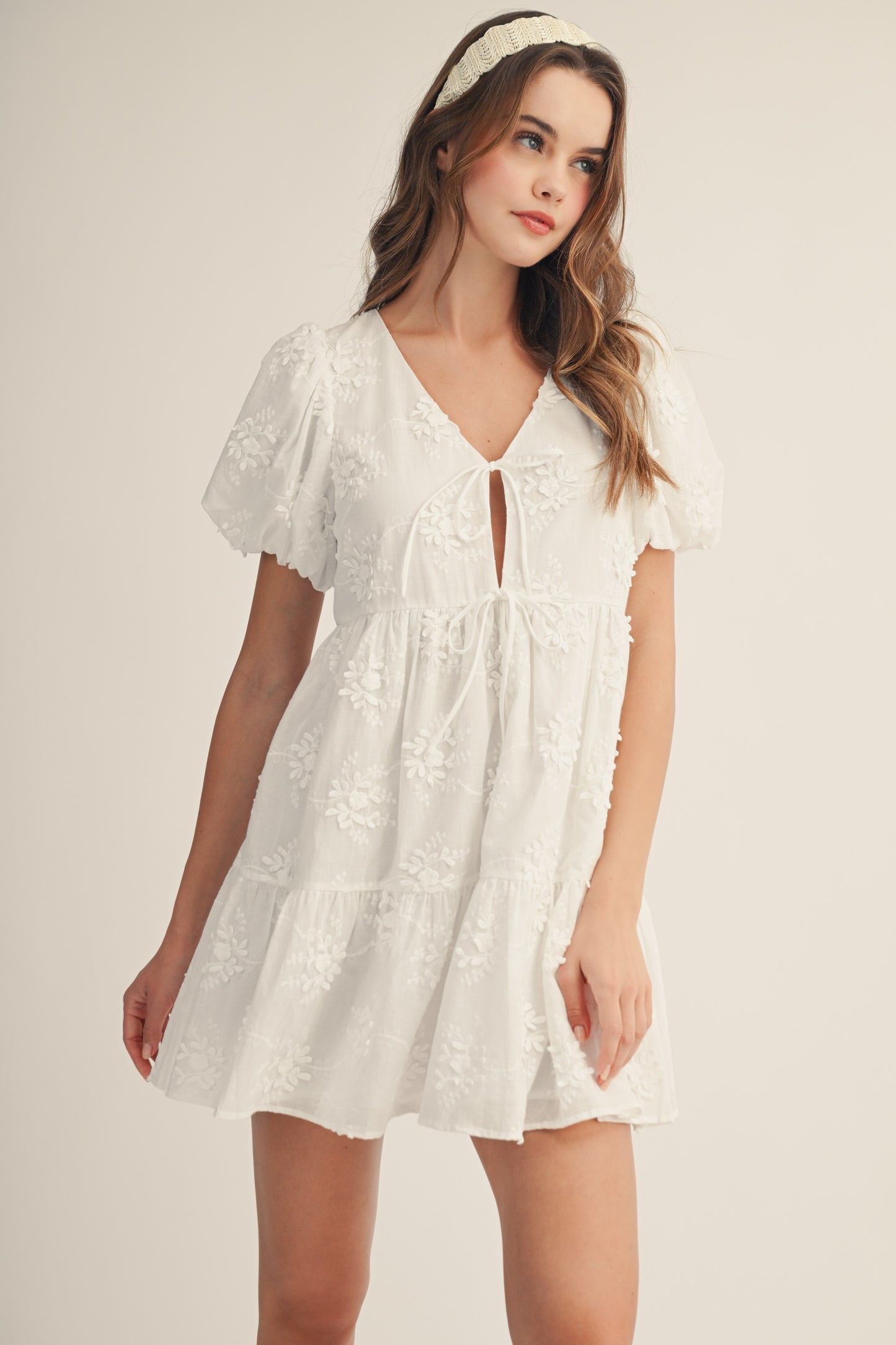 Whispering Bloom Dress - White