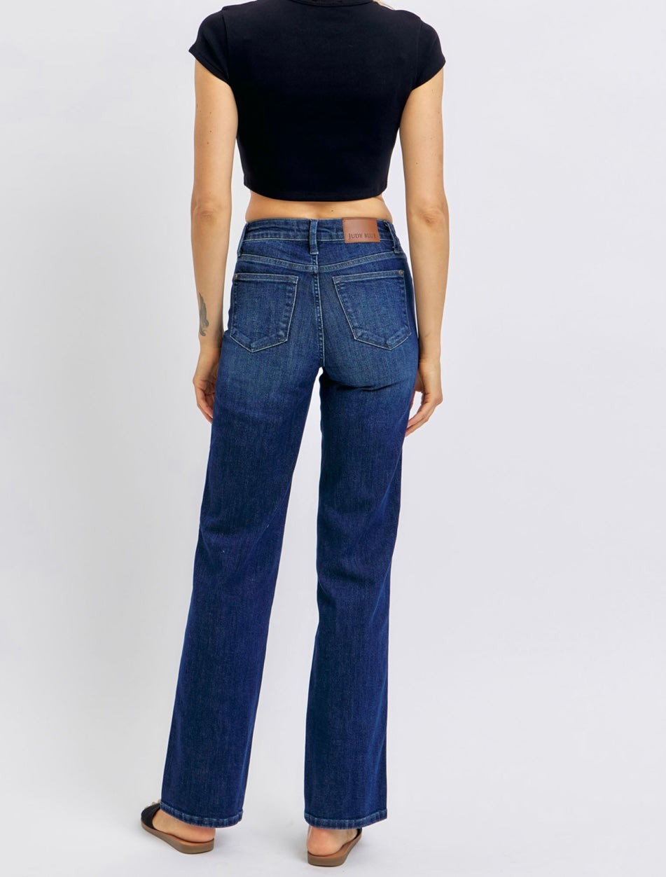 Judy Blue Mid Rise- Tummy Control - Classic Straight Leg Denim Jeans