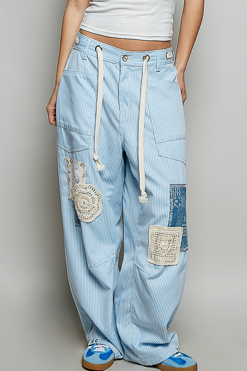 Talk About it Pants in Denim Stripes