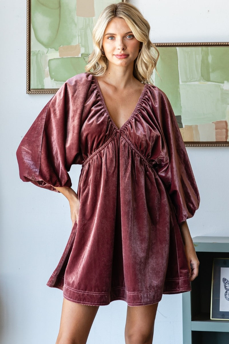 Lucky Dress in Marsala Velvet