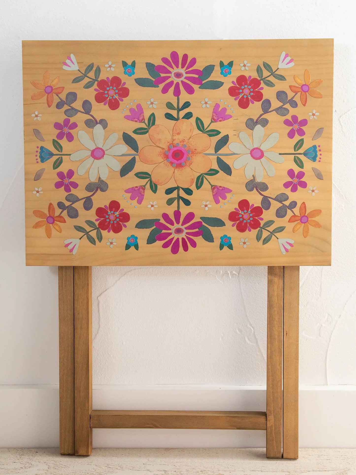 Natural Life Wooden TV Tray Table - Mustard Folk Flower
