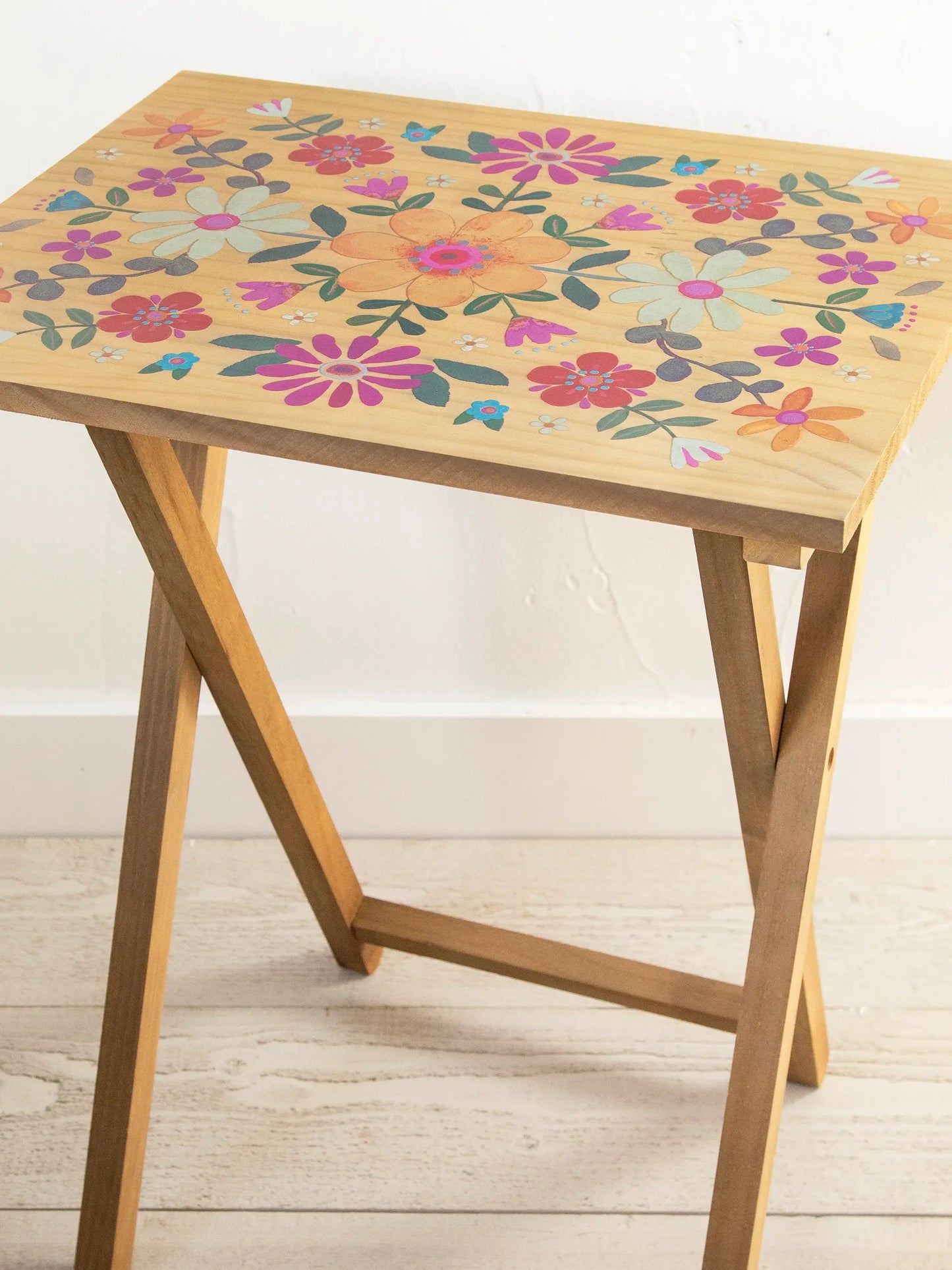 Natural Life Wooden TV Tray Table - Mustard Folk Flower