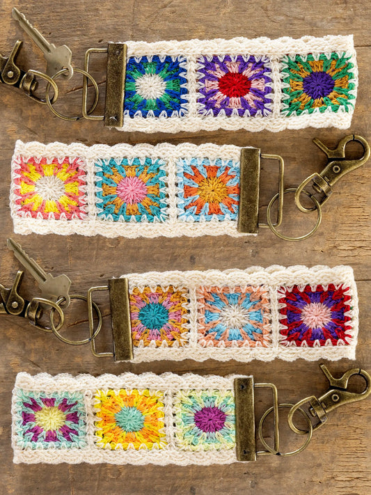 Natural Life Crochet Key Fob - Cream