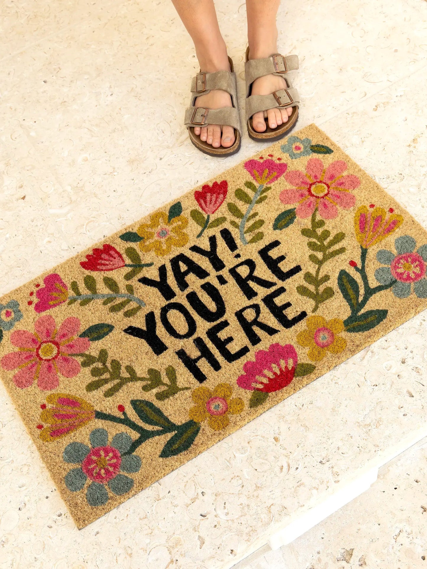 Natural Life Bungalow Doormat - Cream Yay You're Here