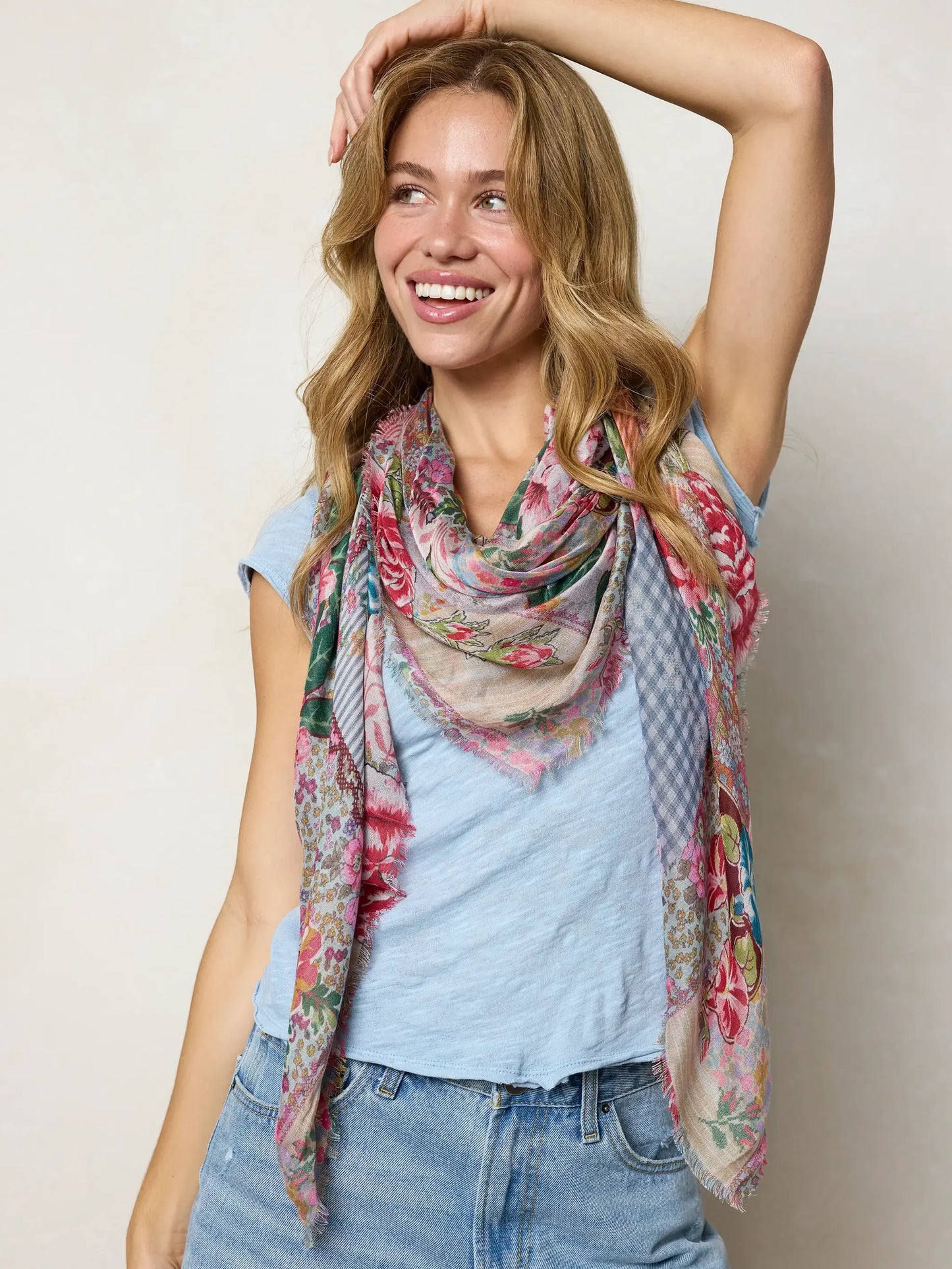 Natural Life Convertible Scarf - Pink Vintage Treasure
