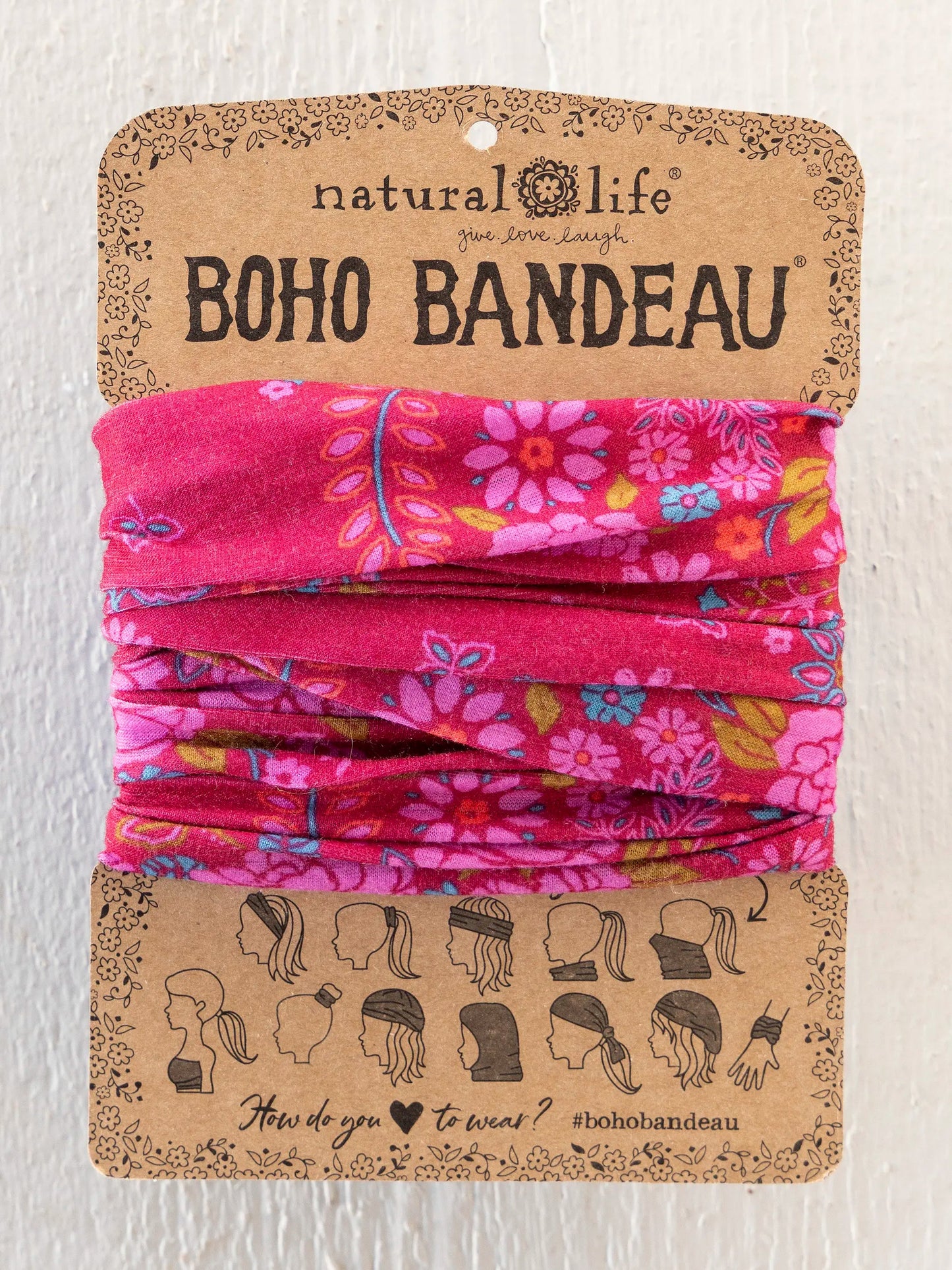 Natural Life Full Boho Bandeau® Headband - Merlot Floral Bandana