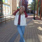 Wine Long Sleeve Button Down Top