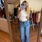 Vervet High Rise Cuffed Wide Leg Jeans