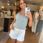 Sky Stripe Henley Tank Top