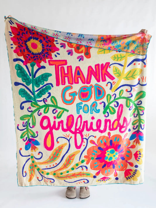 Natural Life Double-Sided Cozy Throw Blanket - Thank God For Girlfriends