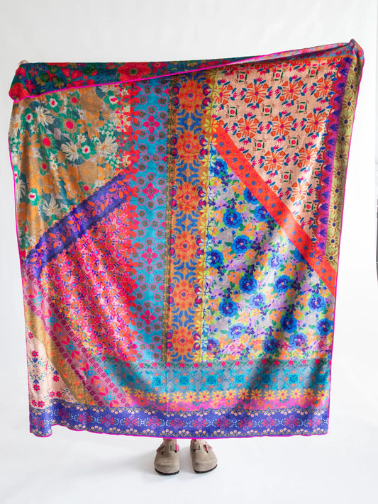 Natural Life Double-Sided Cozy Throw Blanket - Bright Patchwork