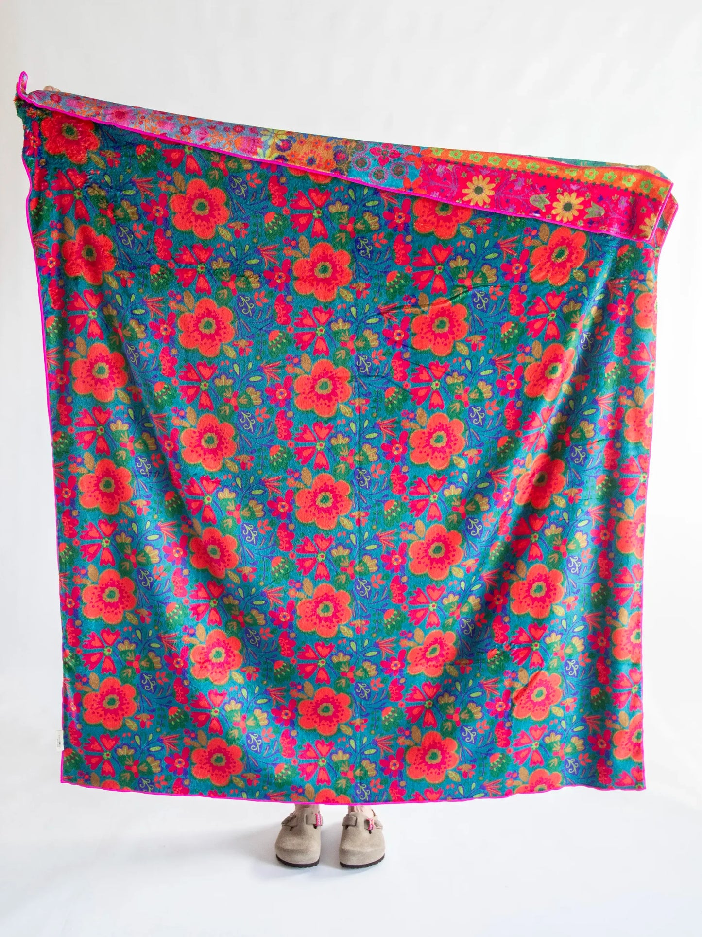 Natural Life Double-Sided Cozy Throw Blanket - Bright Patchwork