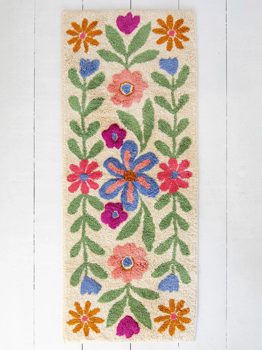 Natural Life Tufted Runner Bath Mat - Cream Floral Vines