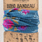 Natural Life Full Boho Bandeau® Headband - Block Stamp Indigo