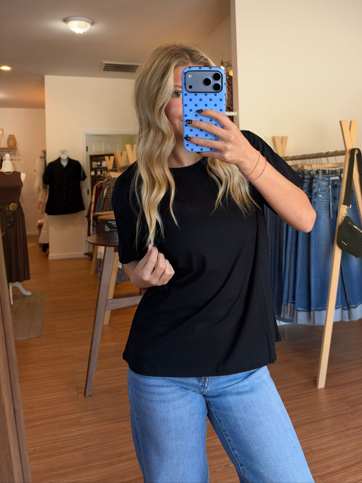 The Everyday Boxy Crop Tee in Black