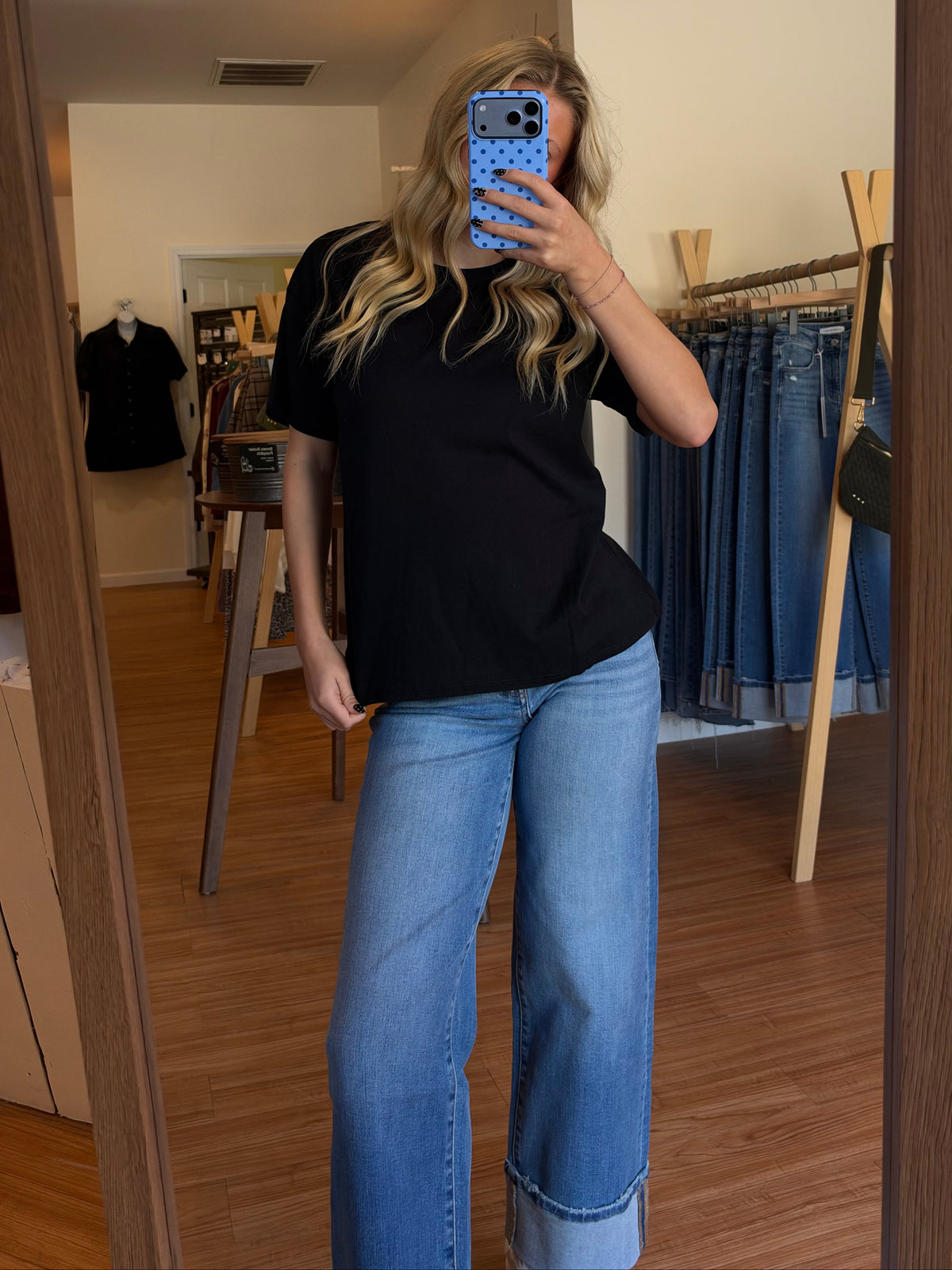 The Everyday Boxy Crop Tee in Black