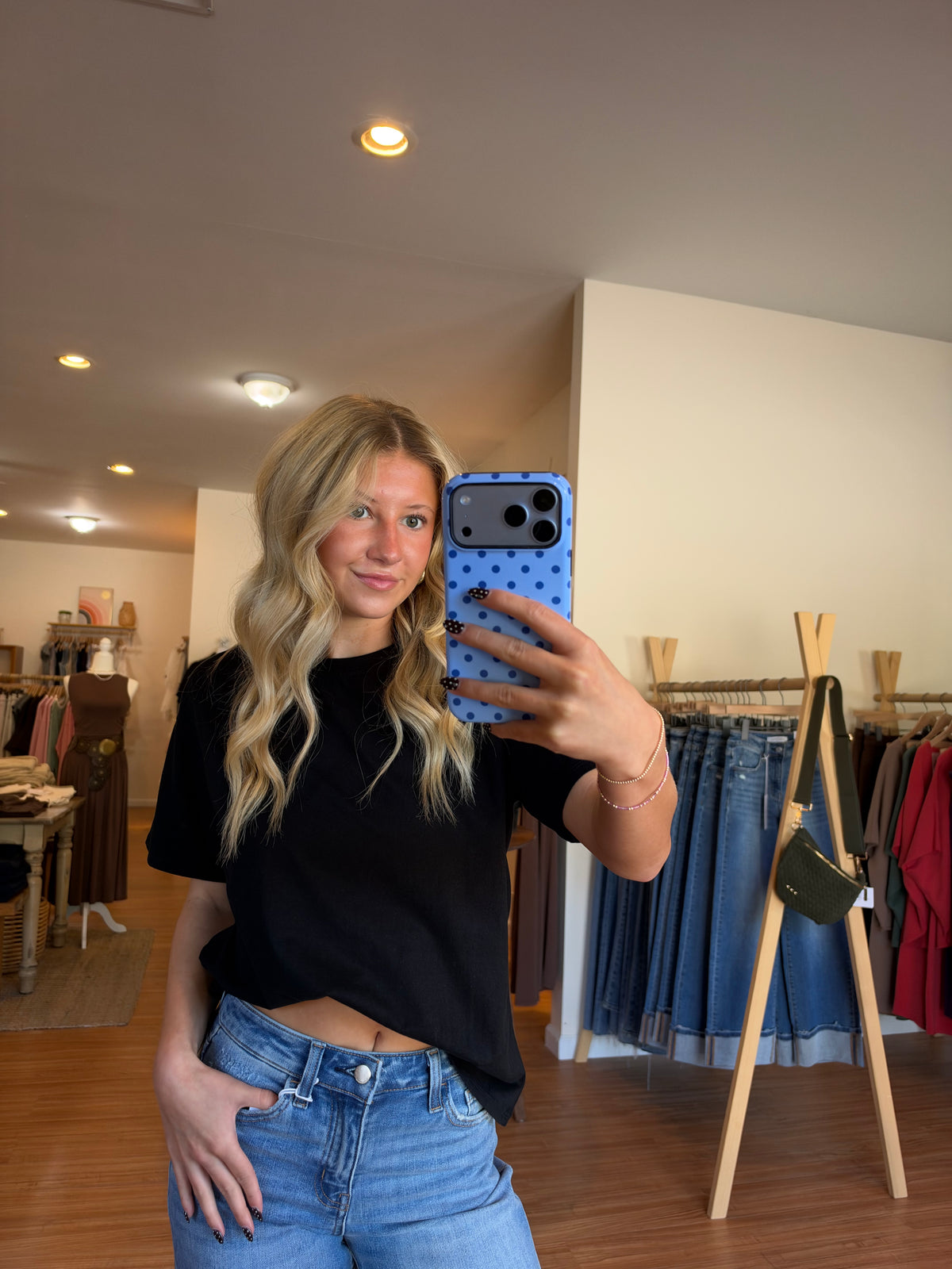 The Everyday Boxy Crop Tee in Black