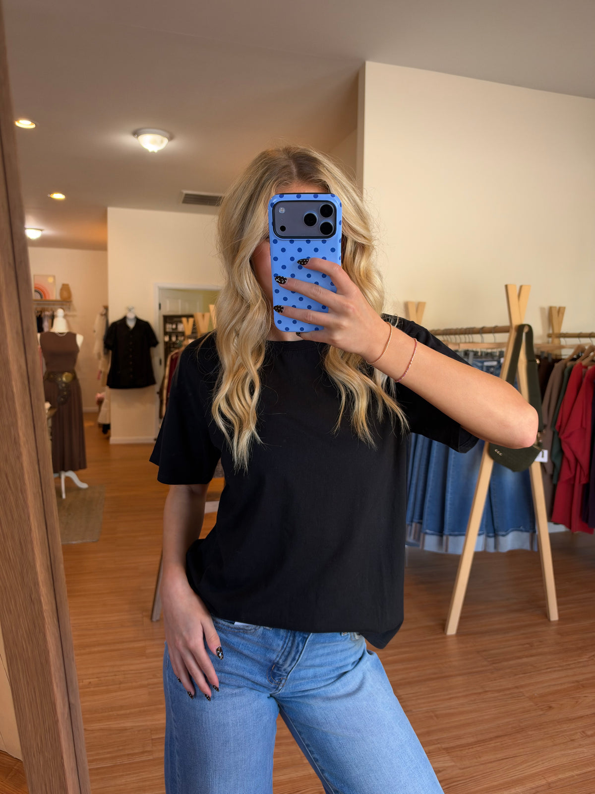 The Everyday Boxy Crop Tee in Black