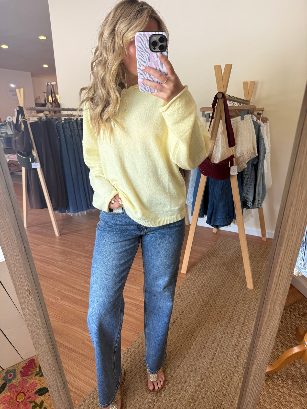 Mid Rise Full Length Wide Leg Jeans