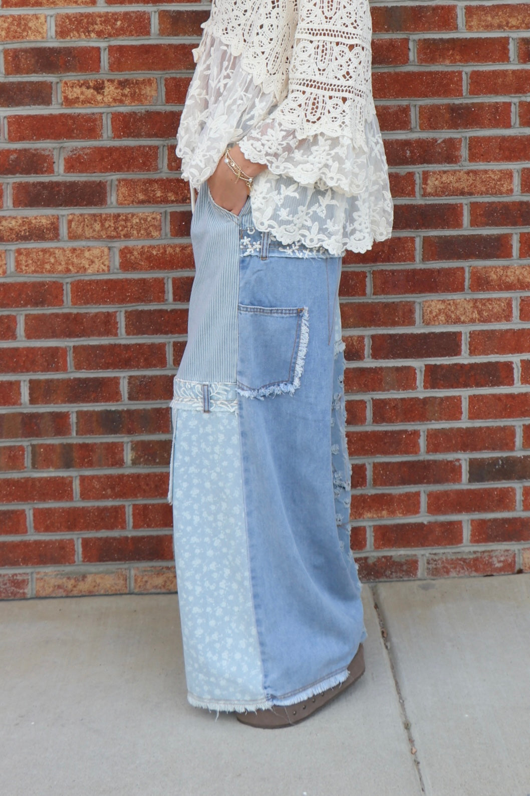 Lace Overlay Jeans