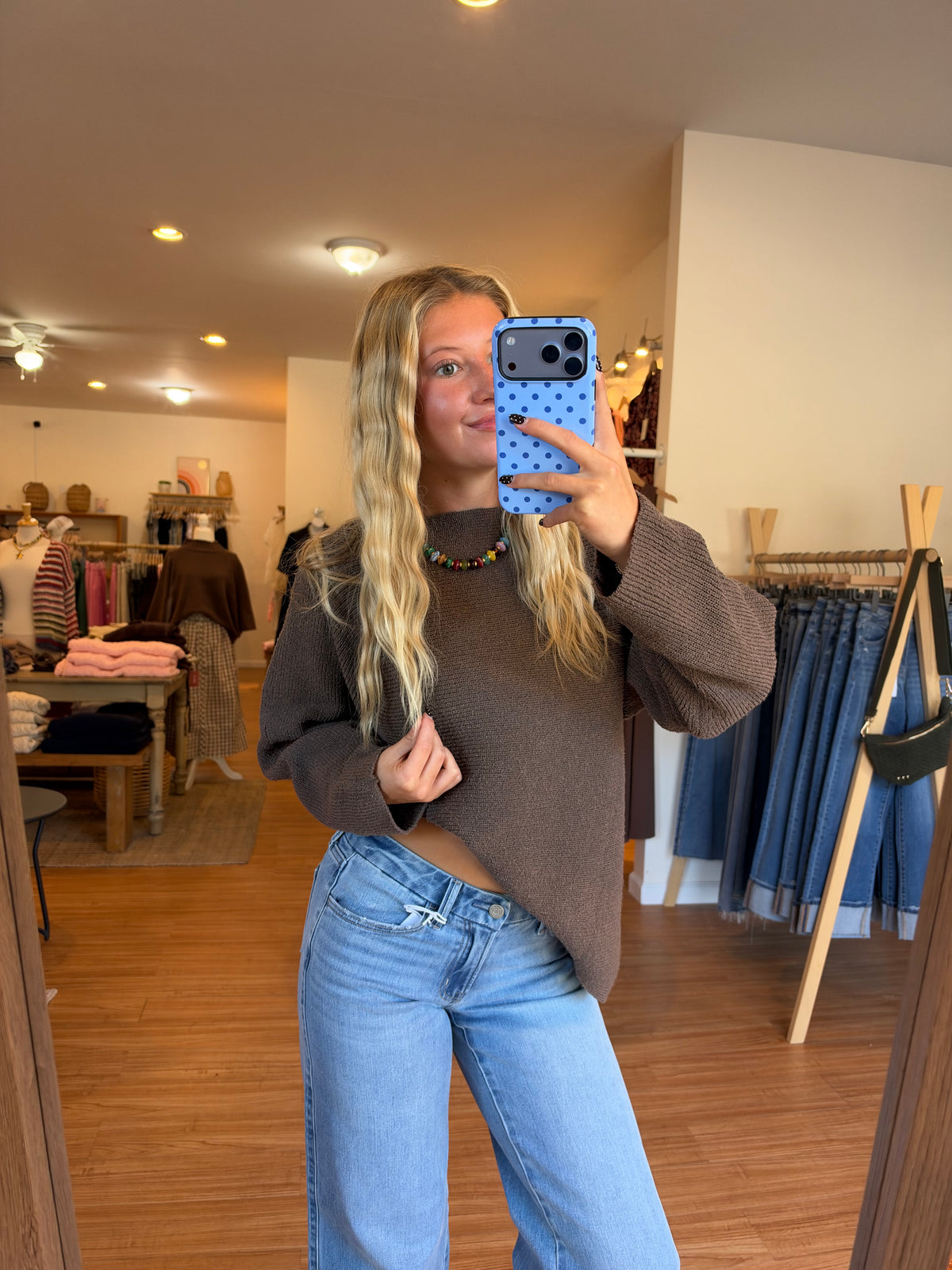 Mocha On the Edge Knit Top