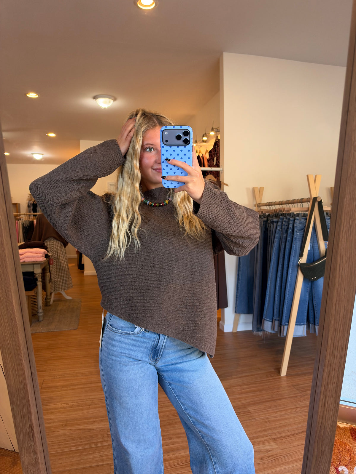 Mocha On the Edge Knit Top