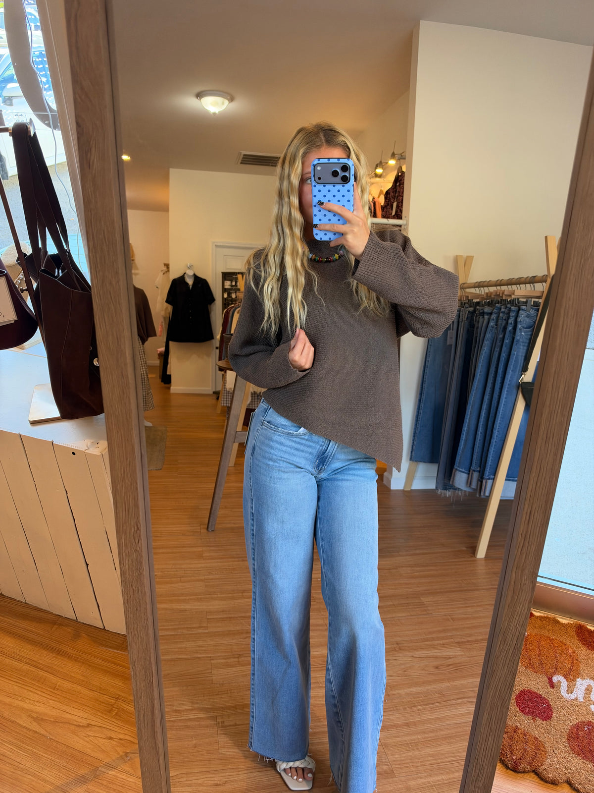 Mocha On the Edge Knit Top