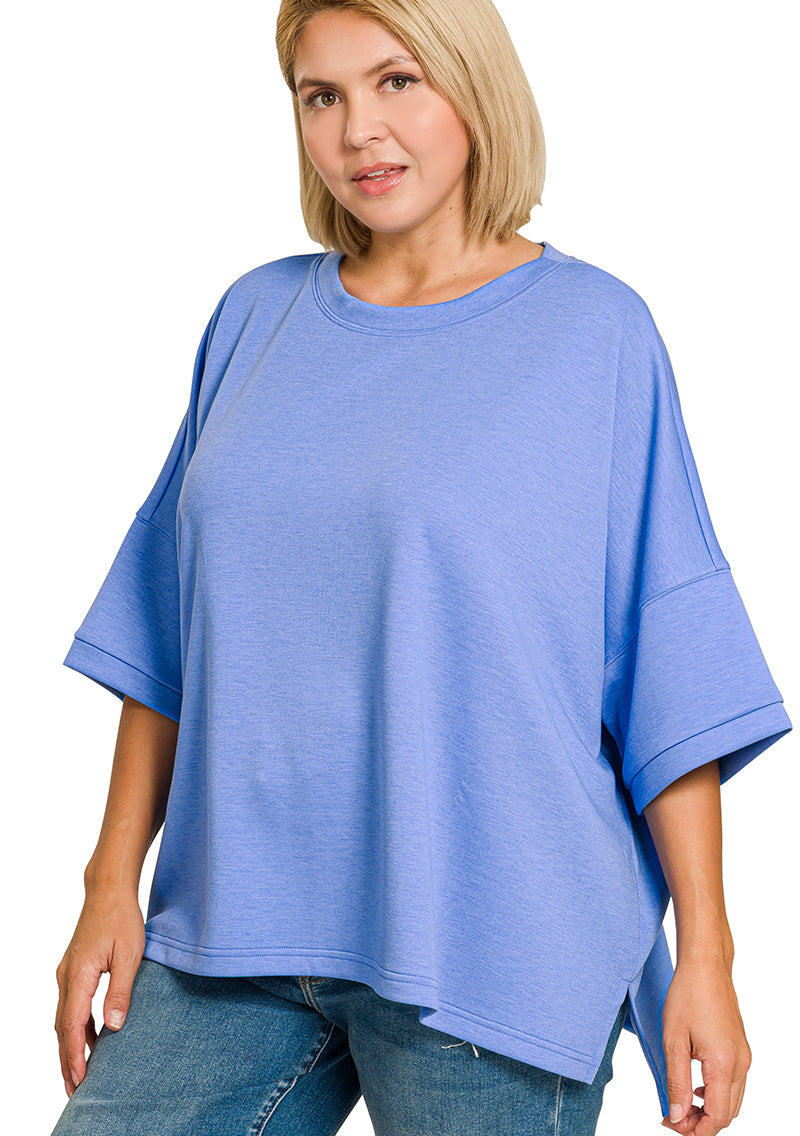 Scuba Plus Size Top in Cornflower Blue