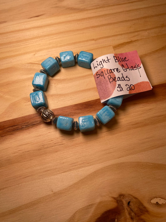 Brenda’s Light Blue Square Bead Bracelet