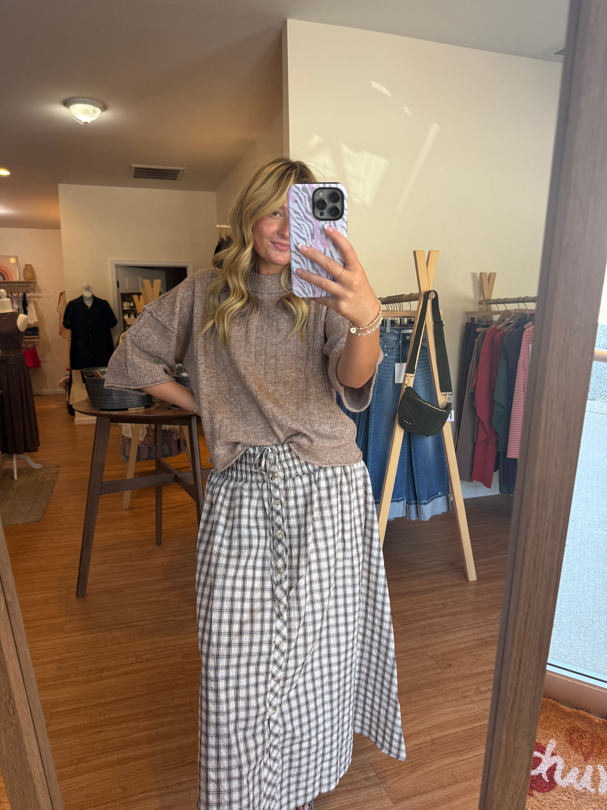 Mocha Memories Cropped Ribbed Knit Sweater